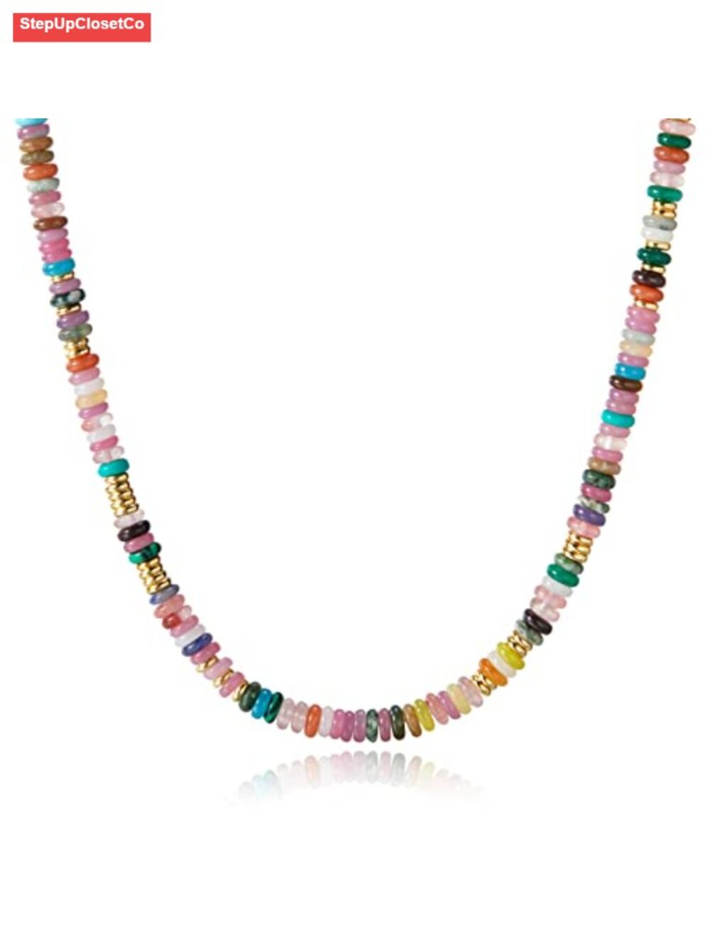 Boho Handmade Natural Stone Beaded Choker Necklace 14K Gold Plated